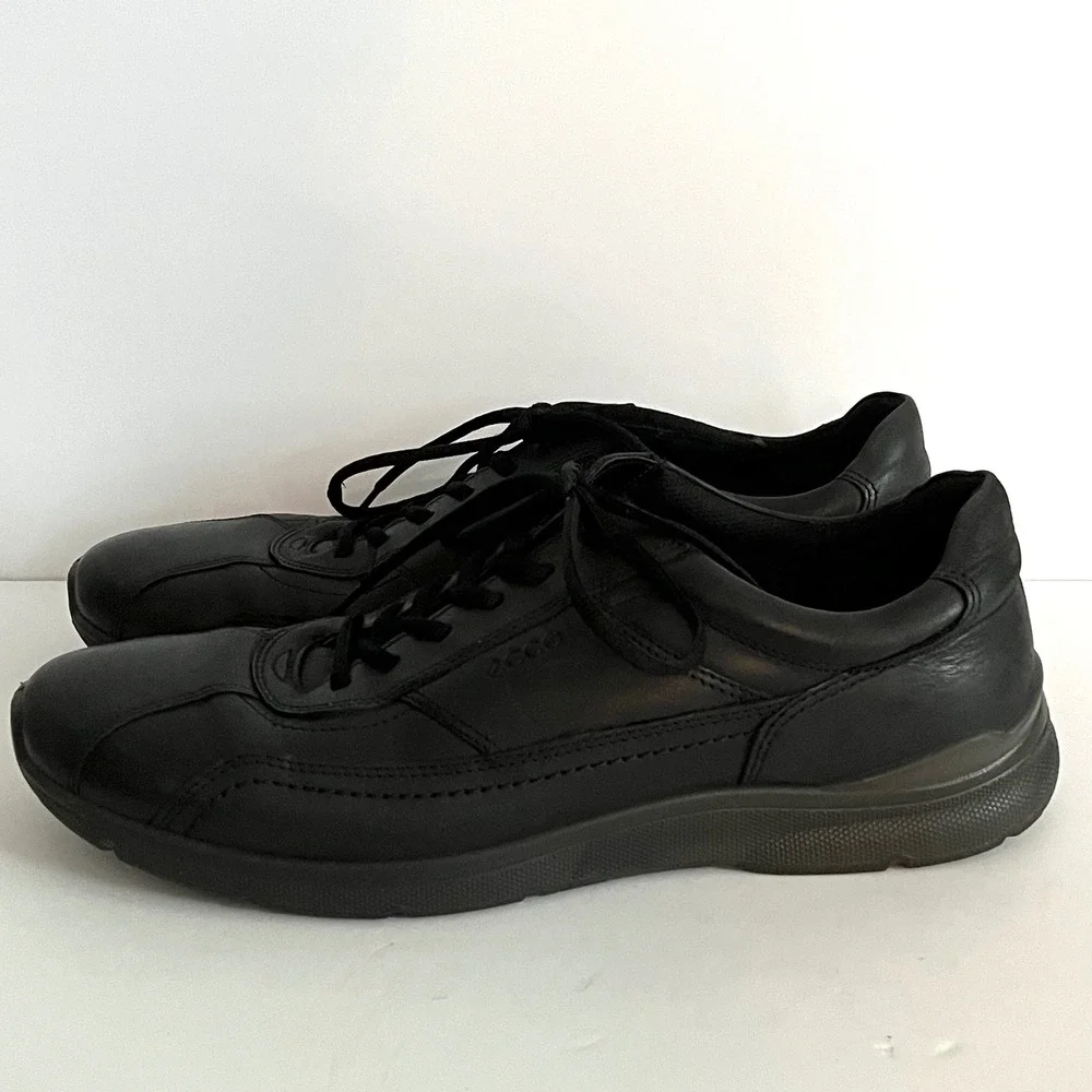 ECCO Men's Irving Black Leather Low Top Sneakers Casual Walking Shoes 47 13-13.5